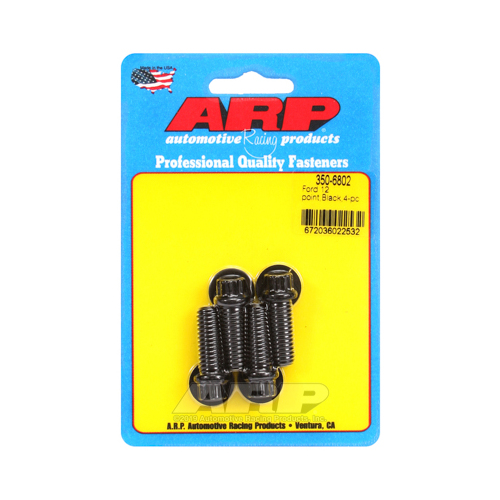 ARP Lower Pulley Bolts, 12-point Head, Black Oxide, 3/8 in.-16 Dia., 1 UHL, For Ford, 4-piece, Kit
