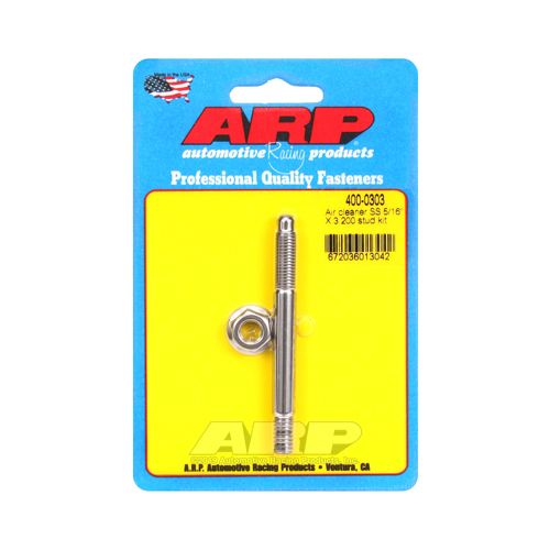 ARP Air Cleaner Stud/Nut, Stainless Steel, 5/16 in.-18 Thread, 3.2 in. Length, Each