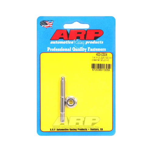 ARP Air Cleaner Stud/Nut, Stainless Steel, 1/4 in.-20 Thread, 2.225 in. Length, Each