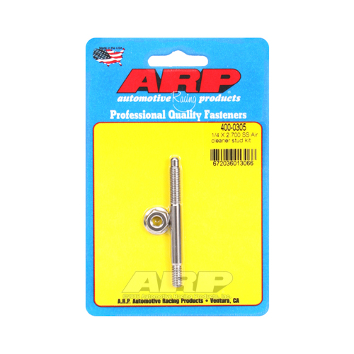 ARP Air Cleaner Stud/Nut, Stainless Steel, 1/4 in.-20 Thread, 2.7 in. Length, Each