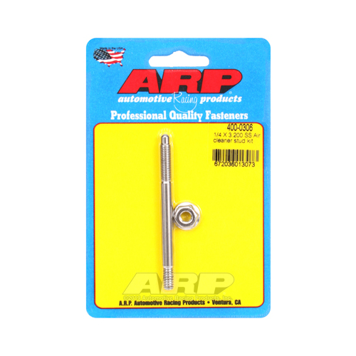 ARP Air Cleaner Stud/Nut, Stainless Steel, 1/4 in.-20 Thread, 3.2 in. Length, Each
