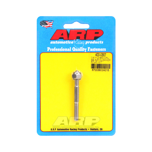 ARP Air Cleaner Stud, Stainless Steel, Polished, 1/4 in. Thread Size, 2.443 in. Length, Hex Nut, Each