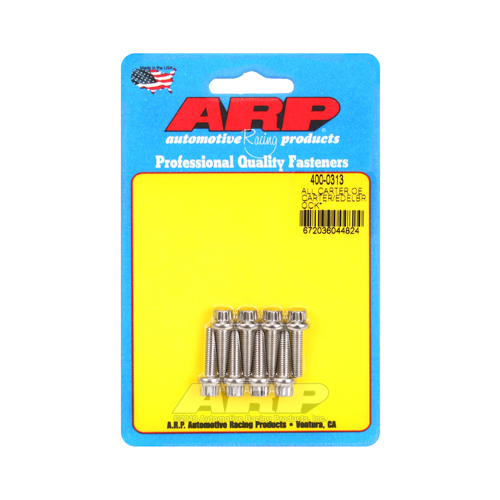 ARP Carburetor Fasteners, Carburetor Screw Kits, Bolt Style, Stainless Steel, Polished, 10-32 Thread Size, Fillister Head, Set of 8