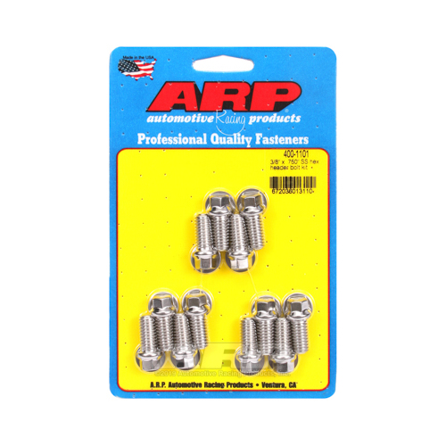 ARP Header Bolts, Hex Head, 3/8 in. Wrench, Stainless Steel, Polished, For Chevrolet, Small Block, Set of 12