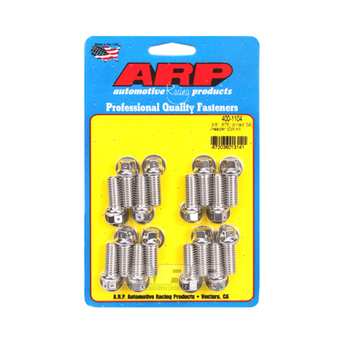 ARP Header Bolts, Hex Head, 3/8 in. Wrench, Drilled, Stainless Steel, Polished, For Chevrolet, Big Block, Set of 16