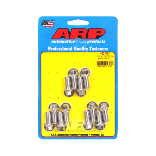 ARP Header Bolts, Hex Head, 5/16 in. Wrench, Stainless Steel, Polished, 3/8 in.-16, 0.750 in. UHL, Set of 12