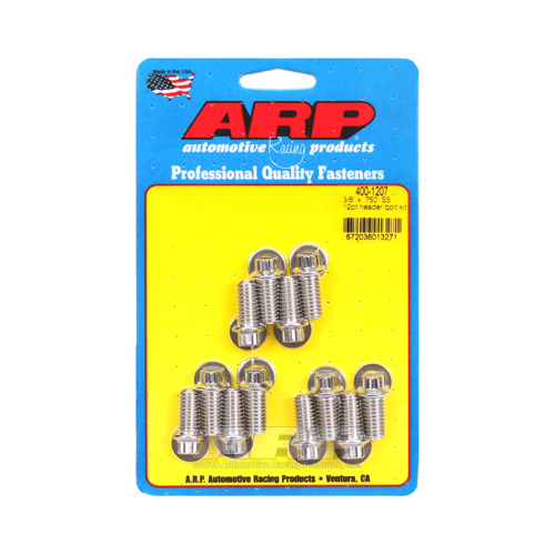 ARP Header Bolts, 12-Point, 5/16 in. Wrench, Stainless Steel, Polished, 3/8 in.-16, 0.750 in. UHL, Set of 12