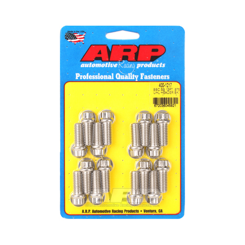 ARP Header Bolts, 3/8-16 in, Hex, Stainless Steel, Polished, For Chevrolet, Big Block, Set of 16