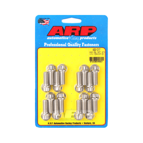 ARP Header Bolts, 3/8-16 in., Hex, Stainless Steel, Polished, For Chevrolet, Big Block, Set of 16