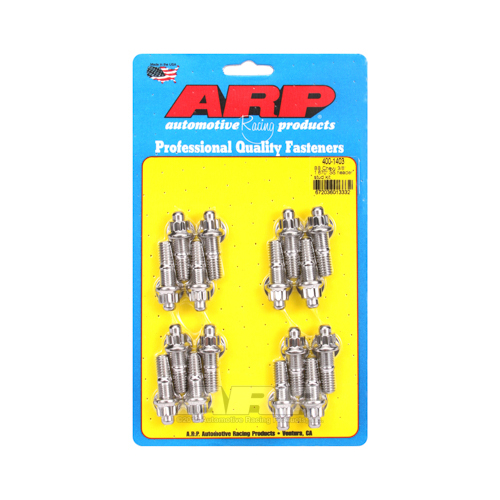 ARP Header Studs, 12-Point Nuts, Stainless Steel, Polished, 3/8 in.-16, 1.670 in. UHL, Set of 16