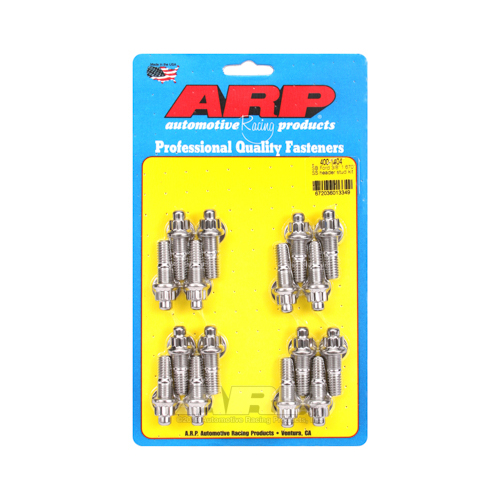 ARP Header Studs, 12-Point Nuts, Stainless Steel, Polished, 3/8 in.-16, For Ford, V8, Set of 16