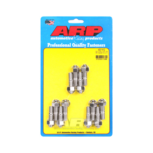 ARP Header Studs, Hex Nuts, Stainless Steel, Polished, 3/8 in.-16, For Chevrolet, Small Block, Set of 12