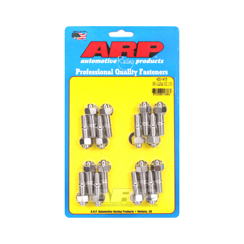 ARP Header Studs, Hex Nuts, Stainless Steel, Polished, 3/8 in.-16, For Chevrolet, Big Block, Set of 16
