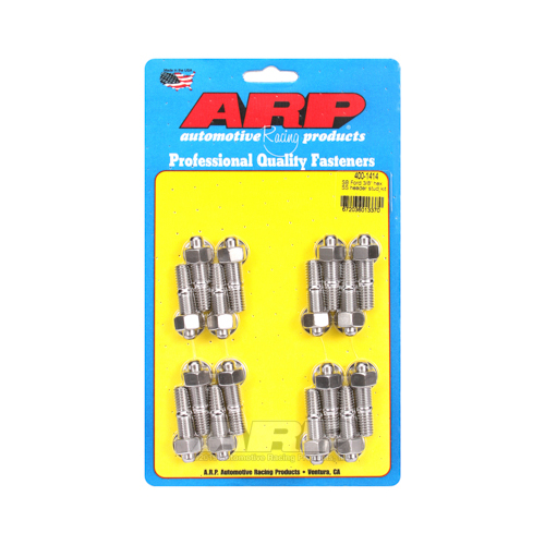 ARP Header Studs, Hex Nuts, Stainless Steel, Polished, 3/8 in.-16, For Ford, V8, Set of 16