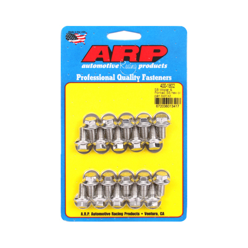 ARP Oil Pan Bolts, Polished Stainless Steel, Hex Head, Mopar, For Pontiac, V8, Kit