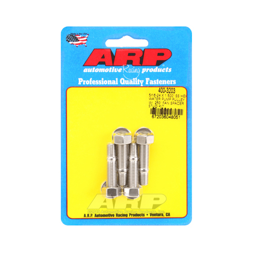 ARP Studs, Water Pump Pulley, Hex Head, 1/2 in. Wrench, ARP Stainless, Polished, 5/16 in.-24 Thread, 1.5 in. OAL, Set of 4