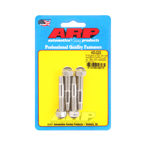 ARP Studs, Water Pump Pulley, Hex Head, 1/2 in. Wrench, ARP Stainless, Polished, 5/16 in.-24 Thread, 2 in. OAL, Set of 4