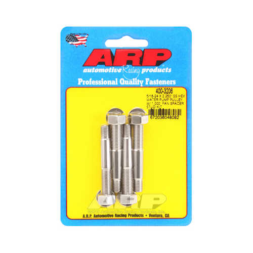 ARP Studs, Water Pump Pulley, Hex Head, 1/2 in. Wrench, ARP Stainless, Polished, 5/16 in.-24 Thread, 2.25 in. OAL, Set of 4