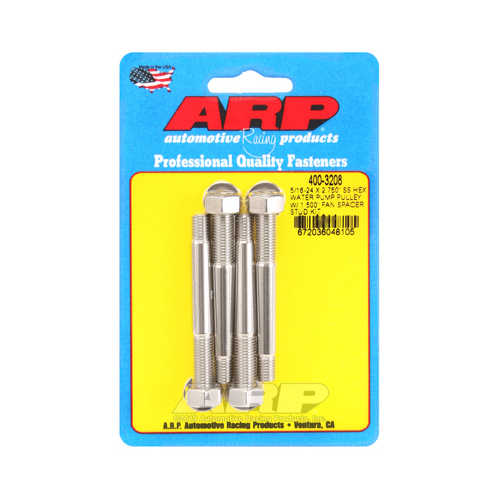 ARP Studs, Water Pump Pulley, Hex Head, 1/2 in. Wrench, ARP Stainless, Polished, 5/16 in.-24 Thread, 2.75 in. OAL, Set of 4