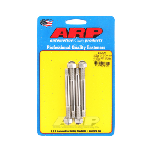 ARP Studs, Water Pump Pulley, Hex Head, 1/2 in. Wrench, ARP Stainless, Polished, 5/16 in.-24 Thread, 3.25 in. OAL, Set of 4