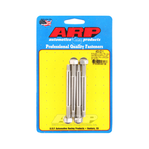ARP Studs, Water Pump Pulley, Hex Head, 1/2 in. Wrench, ARP Stainless, Polished, 5/16 in.-24 Thread, 3.5 in. OAL, Set of 4