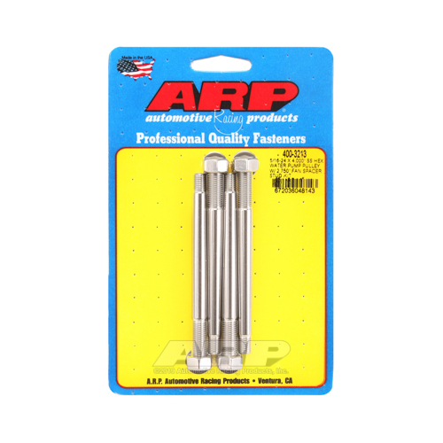 ARP Studs, Water Pump Pulley, Hex Head, 1/2 in. Wrench, ARP Stainless, Polished, 5/16 in.-24 Thread, 4 in. OAL, Set of 4