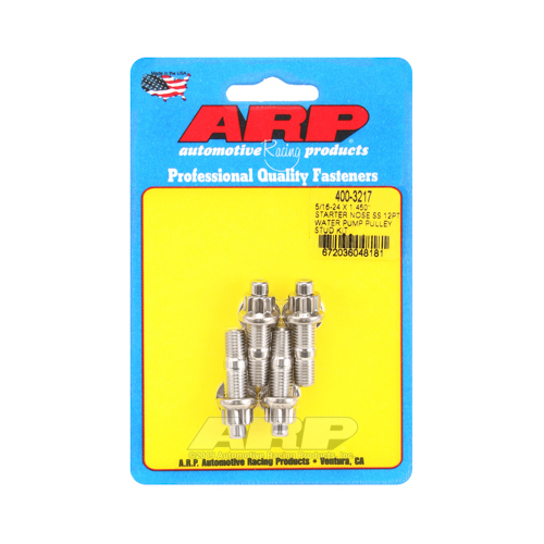 ARP Studs, Water Pump Pulley, 12-point Head, 3/8 in. Wrench, ARP Stainless, Polished, 5/16 in.-24 Thread, 1.45 in. OAL, Set of 4