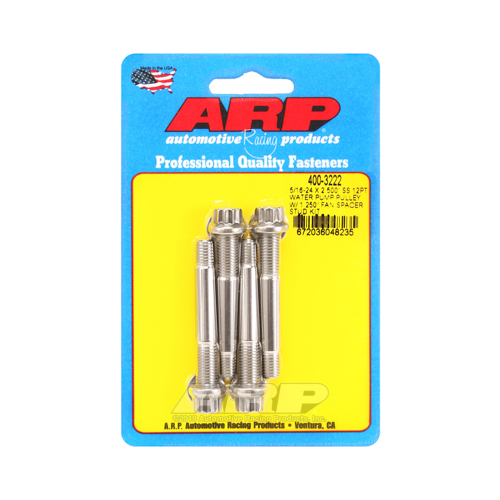 ARP Studs, Water Pump Pulley, 12-point Head, 3/8 in. Wrench, ARP Stainless, Polished, 5/16 in.-24 Thread, 2.5 in. OAL, Set of 4