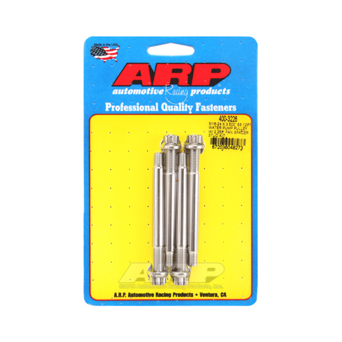 ARP Studs, Water Pump Pulley, 12-point Head, 3/8 in. Wrench, ARP Stainless, Polished, 5/16 in.-24 Thread, 3.5 in. OAL, Set of 4