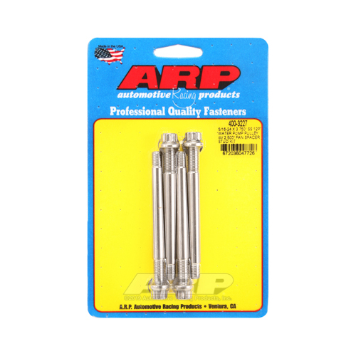 ARP Studs, Water Pump Pulley, 12-point Head, 3/8 in. Wrench, ARP Stainless, Polished, 5/16 in.-24 Thread, 3.75 in. OAL, Set of 4
