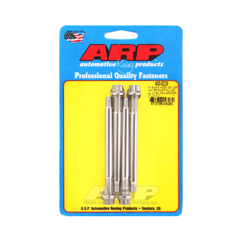 ARP Studs, Water Pump Pulley, 12-point Head, 3/8 in. Wrench, ARP Stainless, Polished, 5/16 in.-24 Thread, 4 in. OAL, Set of 4