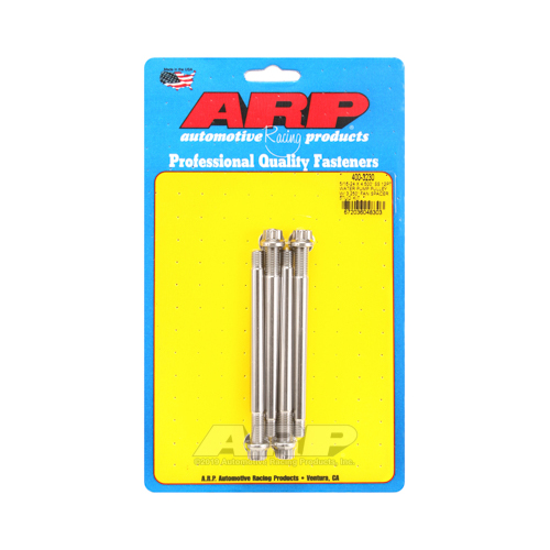 ARP Studs, Water Pump Pulley, 12-point Head, 3/8 in. Wrench, ARP Stainless, Polished, 5/16 in.-24 Thread, 4.5 in. OAL, Set of 4
