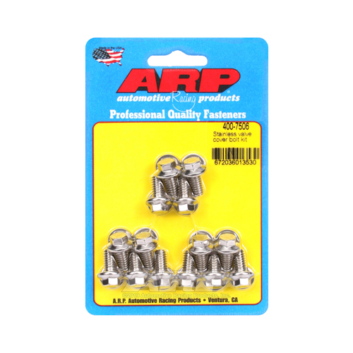 ARP Valve Cover Bolts, Stainless Hex, Stamped Steel Cover, 1/4 in.-20 Thread, Set of 14