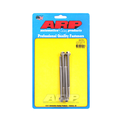 ARP Valve Cover Bolts, Stainless Steel, Polished, Hex, 1/4 in.-20 Diameter, SBC Brodix Valve Cover, Set of 4