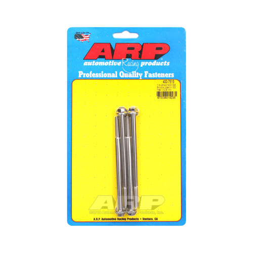 ARP Valve Cover Bolts, Stainless Steel, Polished, Hex, 1/4 in.-20 Diameter, SBC Brodix Valve Cover, Set of 4