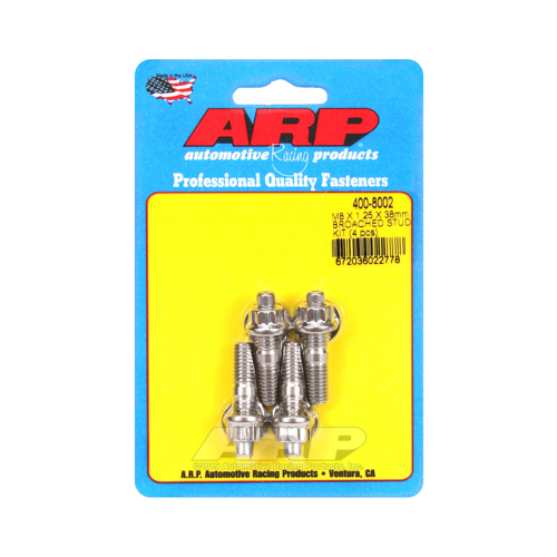 ARP Studs, Stainless, Polished, 12-Point, M8 x 1.25mm, M8-1.25mm, 1.50 in. Length, Set of 4