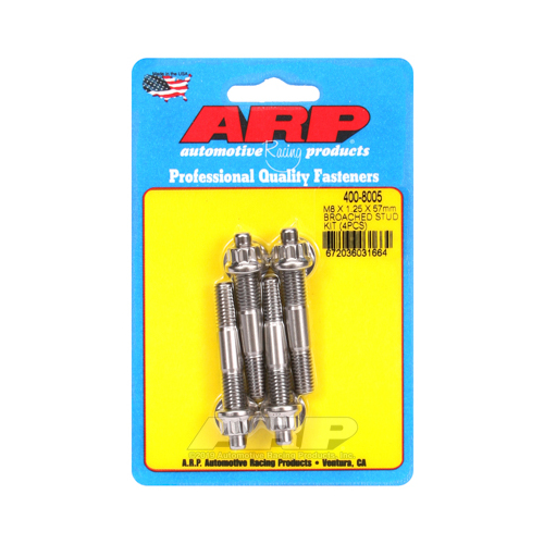 ARP Studs, Stainless, Polished, 12-Point, M8 x 1.25mm, M8-1.25mm, 2.25 in. Length, Set of 4