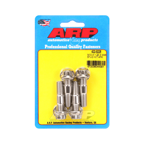 ARP Studs, Stainless, Polished, 12-Point, M10 x 1.25mm, M10 x 1.25mm, 1.89 in. Length, Set of 4