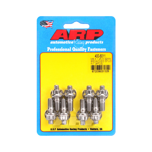 ARP Studs, Stainless, Polished, 12-Point, M8 x 1.25mm, M8-1.25mm, 1.25 in. Length, Set of 8