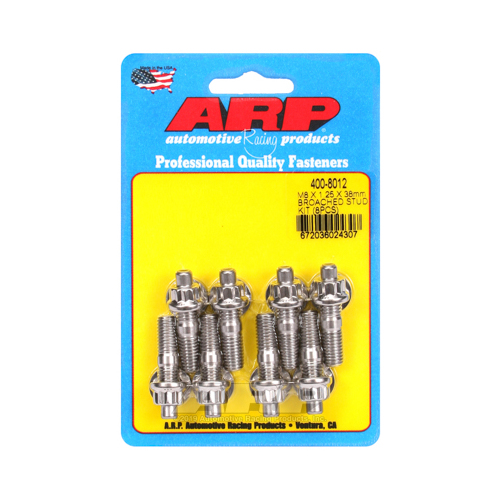 ARP Studs, Stainless, Polished, 12-Point, M8 x 1.25mm, M8-1.25mm, 1.50 in. Length, Set of 8