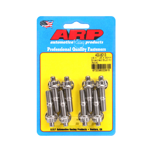 ARP Studs, Stainless, Polished, 12-Point, M8 x 1.25mm, M8-1.25mm, 1.75 in. Length, Set of 8