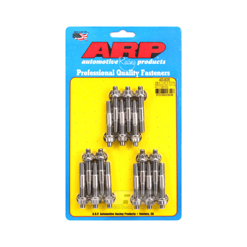 ARP Studs, Stainless, Polished, 12-Point, M8 x 1.25mm, M8-1.25mm, 2.25 in. Length, Set of 16