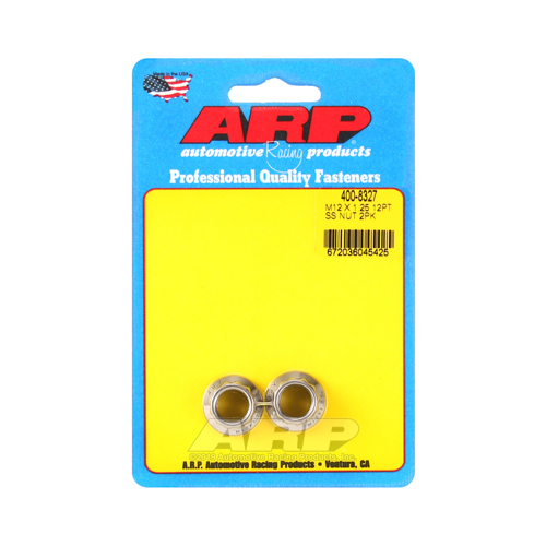 ARP Nut, 12-point, ARP Stainless Steel, Polished, 12mm x 1.25 Thread, 180000psi, Set of 2