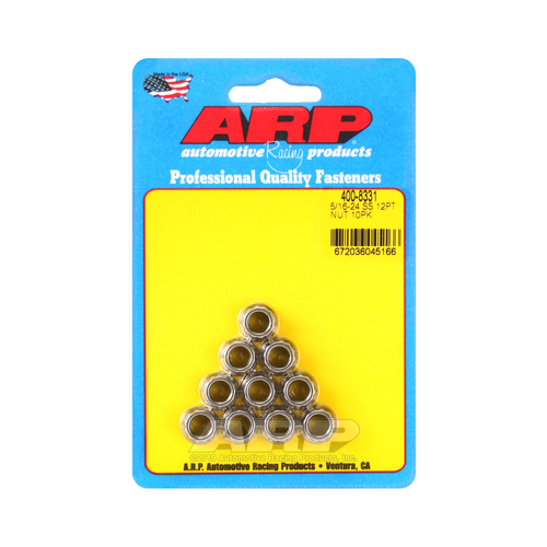 ARP Nut, 12-point, ARP Stainless Steel, Polished, 5/16 in.-24 Thread, 180000psi, Set of 10