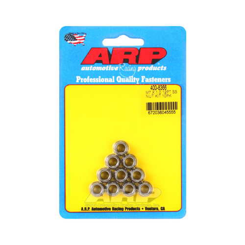 ARP Nut, 12-point, 8740 Chromoly, Steel, Black, 7mm x 1 Thread, 180000psi, Set of 10