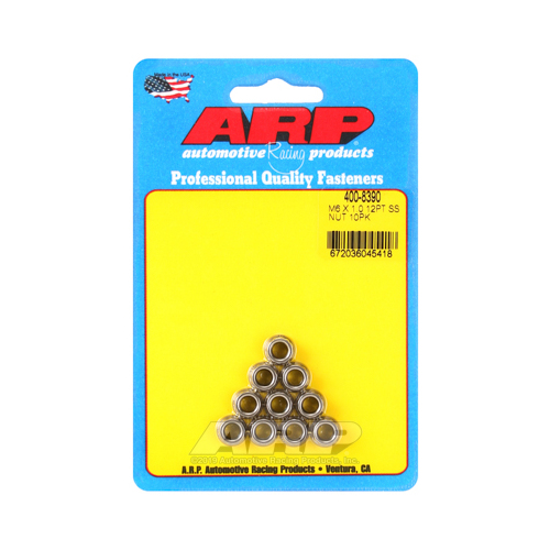 ARP Nut, 12-point, 8740 Chromoly, Steel, Black, 6mm x 1 Thread, 180000psi, Set of 10