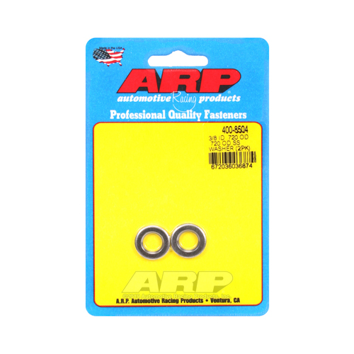 ARP Washer, Hardened, High Performance, Flat, 3/8 in. ID, 0.715 in. OD, Stainless Steel, Polished, 0.12 in. Thick, Set of 2