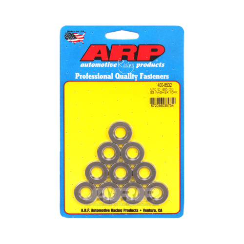 ARP Washer, Hardened, High Performance, Chamfer, Flat, 10mm ID, 22mm OD, 4.1mm Thick, Stainless Steel, Polished, Set of 10