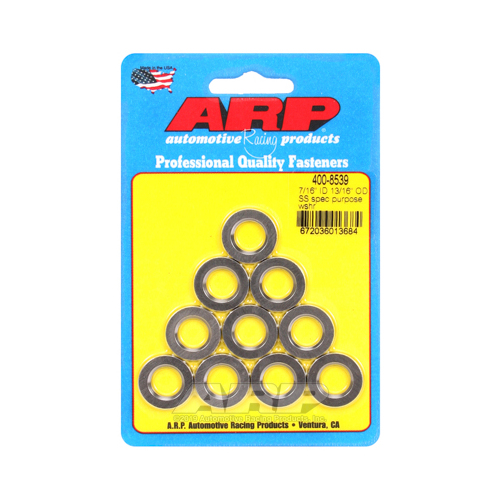 ARP Washer, Hardened, High Performance, Chamfer, Flat, 7/6 in. ID, 0.812 in. OD, Stainless Steel, Polished, 0.12 in. Thick, Set of 10