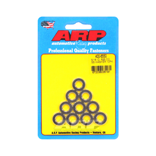 ARP Washer, Hardened, High Performance, Chamfer, Flat, 5/16 in. ID, 0.625 in. OD, 0.120 Thick, Stainless Steel, Polished, Set of 10